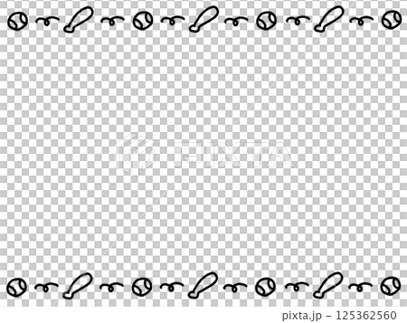Hand-drawn cute bat and baseball ball line frame Hand-drawn cute bat and baseball ball line frame 125362560