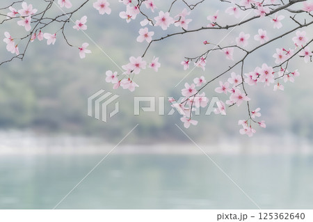 Branch with pink flowers is in the foreground 125362640