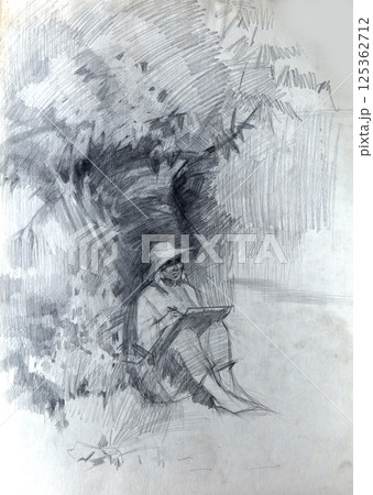 pencil drawing illustration, sketch, hand made pencil drawing illustration, sketch, hand made 125362712