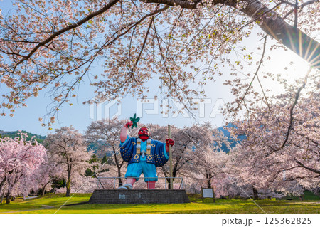日本一の天狗と桜 戸倉キティパーク (長野県千曲市) 日本一の天狗と桜 戸倉キティパーク (長野県千曲市) 125362825