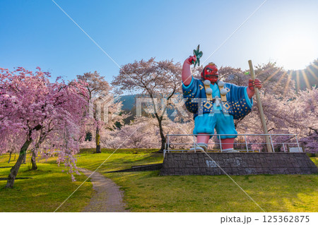 日本一の天狗と桜　戸倉キティパーク　（長野県千曲市） 125362875