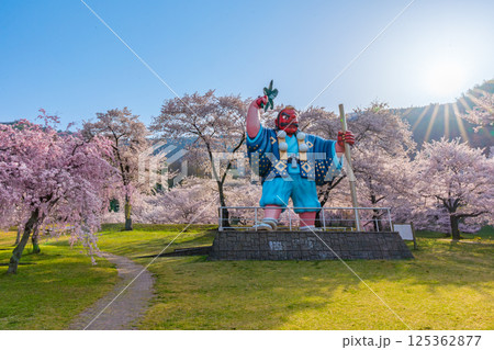 日本一の天狗と桜 戸倉キティパーク (長野県千曲市) 日本一の天狗と桜 戸倉キティパーク (長野県千曲市) 125362877