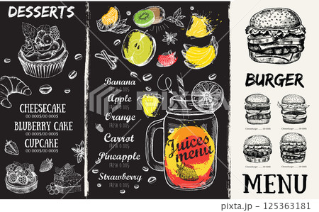 Restaurant cafe menu, template design. Food flyer.	 125363181