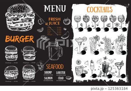 Restaurant cafe menu, template design. Food flyer.	 125363184