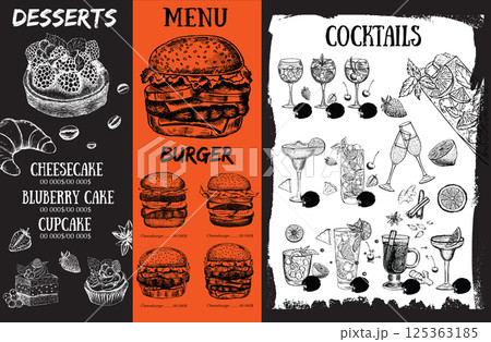 Restaurant cafe menu, template design. Food flyer. Restaurant cafe menu, template design. Food flyer. 125363185
