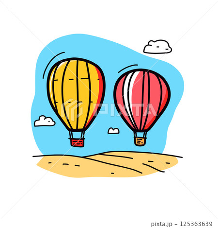 Albuquerque International Balloon Fiesta illustration in an doodle inca cartoon style. Simple minimalist drawing of Albuquerque International Balloon Fiesta 125363639