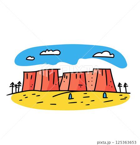 Bryce Canyon illustration in an doodle inca cartoon style. Simple minimalist drawing of Bryce Canyon 125363653