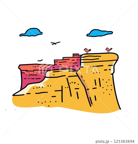 Grand Canyon illustration in an doodle inca cartoon style. Simple minimalist drawing of Grand Canyon Grand Canyon illustration in an doodle inca cartoon style. Simple minimalist drawing of Grand Canyon 125363694