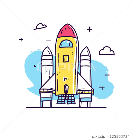 Kennedy Space Center illustration in an doodle inca cartoon style. Simple minimalist drawing of Kennedy Space Center Kennedy Space Center illustration in an doodle inca cartoon style. Simple minimalist drawing of Kennedy Space Center 125363724