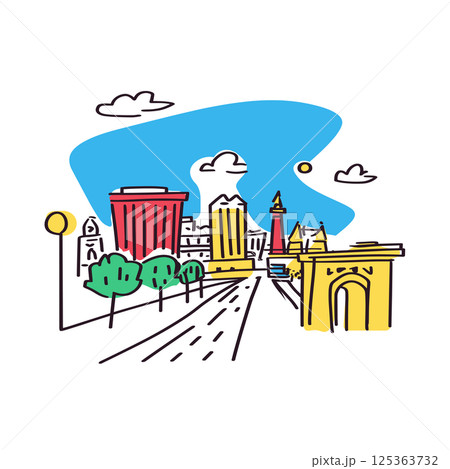Las Vegas Strip illustration in an doodle inca cartoon style. Simple minimalist drawing of Las Vegas Strip 125363732
