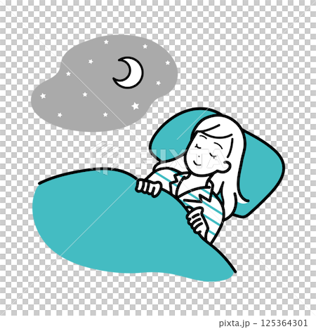 睡眠　快眠　ライフスタイル　女性イラスト 125364301