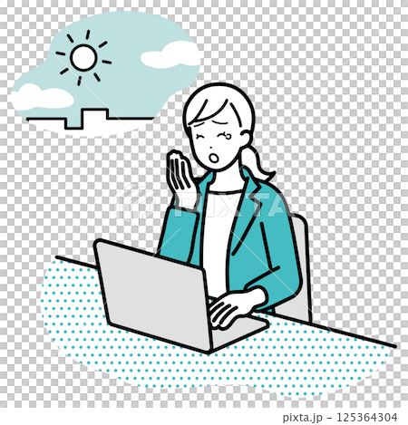 睡眠　熟睡障害　ライフスタイル　女性イラスト 125364304
