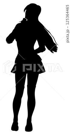 Silhouette of a Girl in School Uniform 125364465