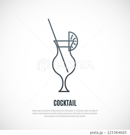 Cocktail in line art style.  125364685