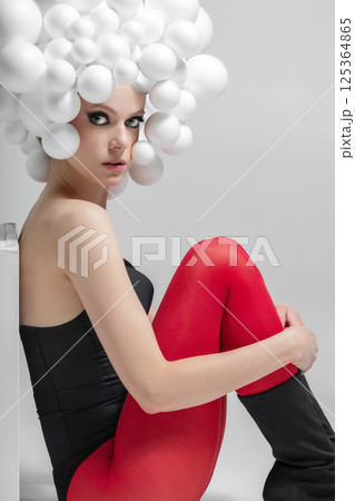 Avant-Garde Fashion with a Bubble Wig 125364865