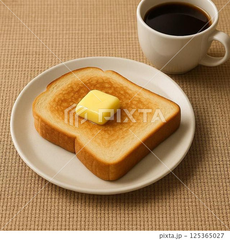 バターを塗ったトーストとコーヒー 125365027
