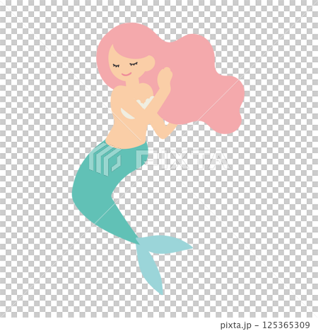 髪の毛を梳かす人魚姫のイラスト 125365309