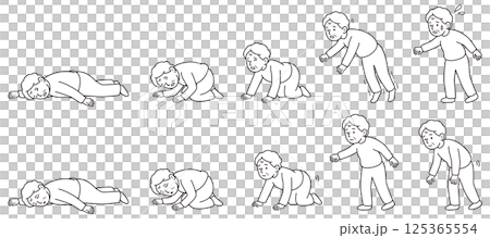 單色線條畫向量插圖集祖母/跌倒風險 單色線條畫向量插圖集祖母/跌倒風險 125365554