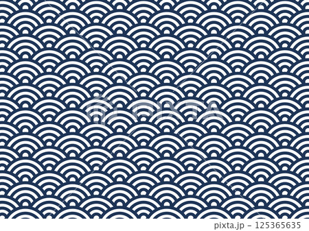 青海波模様 紺青色の背景 青海波模様 紺青色の背景 125365635