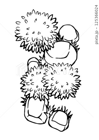Top view stone pavement with grass, hand drawn. architectural ink drawing, vector.	 125366024