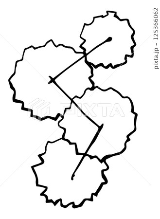top view composition of trees, hand drawn. architectural ink drawing, vector. top view composition of trees, hand drawn. architectural ink drawing, vector. 125366062
