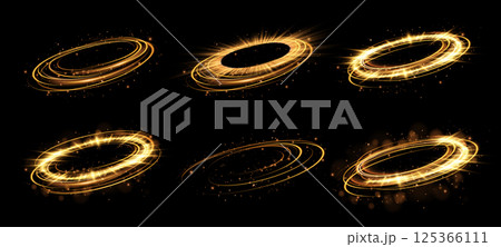 Explore the enchanting Golden Magic Ring Effects Set designed specifically for captivating Design and Animation 125366111