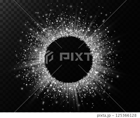 Experience the Stunning Light Burst Effect Featuring Glittering Sparkles Encircling a Dark Center Focus Point 125366128