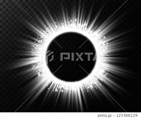 A breathtaking and stunning illustration of a solar eclipse featuring radiant light effects that captivate 125366129