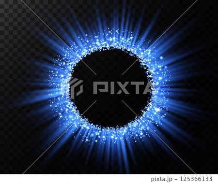 A Stunning Radiant Blue Sparkling Circular Design Featuring Bright Light Effects That Captivate the Eye 125366133