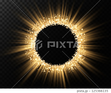 A radiant Golden Halo adorned with Sparkles and dazzling Light Effects, creating an enchanting ambiance 125366135