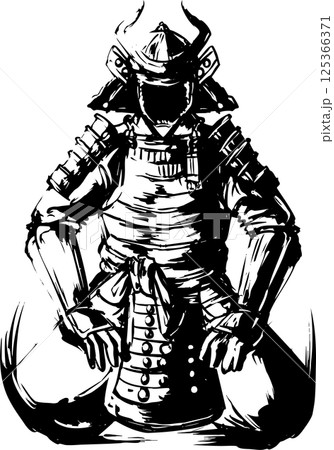 正座しどっしり構える侍 125366371