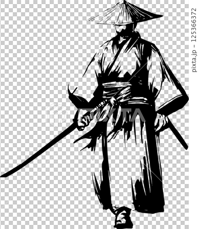 Samurai in Japanese clothing 125366372