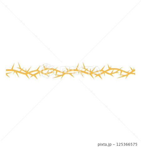 Barbwire, thorny orange intertwined lines, vector boundary barb stripe, sharp rusty fence, torn stem, plant with spikes Barbwire, thorny orange intertwined lines, vector boundary barb stripe, sharp rusty fence, torn stem, plant with spikes 125366575