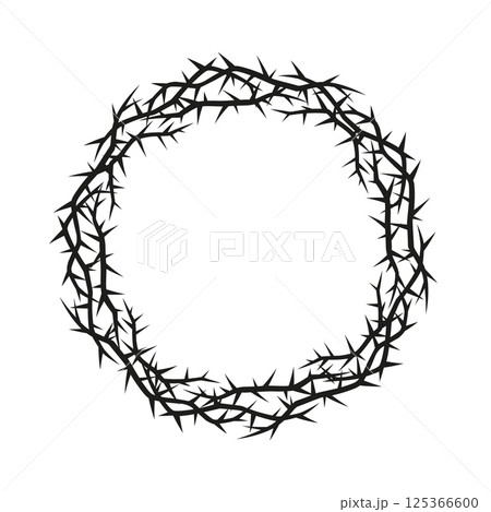 Abstract black round frame with sharp thorns. Crown of thorns. Abstract black round frame with sharp thorns. Crown of thorns. 125366600