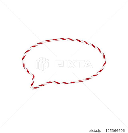 Christmas candy cane speech bubble with red and white twisted stripes, chatting box candy pattern vector festive message Christmas candy cane speech bubble with red and white twisted stripes, chatting box candy pattern vector festive message 125366606