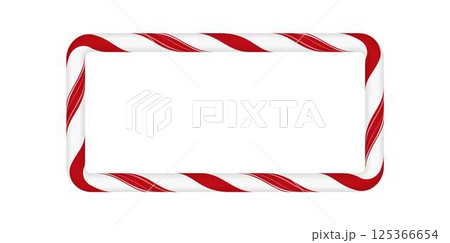 Rectangular frame vector with red and white stripes. Lollipop cane. 125366654