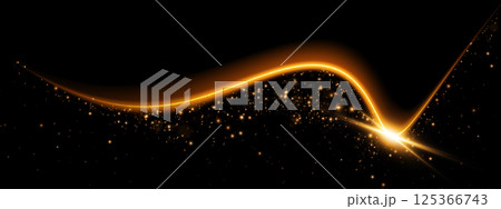 An Abstract Representation of a Golden Light Wave Featuring Sparkling Effects Set Against a Deep Black Background An Abstract Representation of a Golden Light Wave Featuring Sparkling Effects Set Against a Deep Black Background 125366743