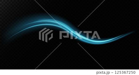 An Elegant Blue Light Wave gracefully dances on a Dark Background creating a mesmerizing visual experience 125367250