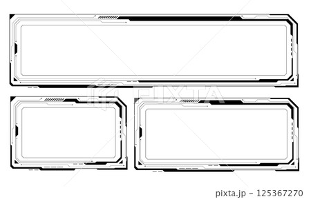 HUD frames black user interface elements design modern technology futuristic control panel screen digital hologram window gaming menu touching cyber monitor set white background vector HUD frames black user interface elements design modern technology futuristic control panel screen digital hologram window gaming menu touching cyber monitor set white background vector 125367270