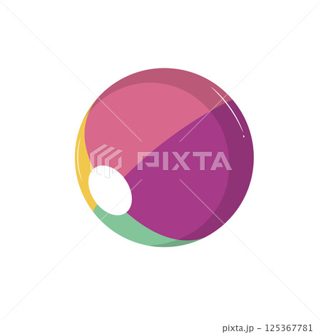 Inflatable beach ball in flat design. Rubber striped sphere for game. Vector illustration isolated. Inflatable beach ball in flat design. Rubber striped sphere for game. Vector illustration isolated. 125367781