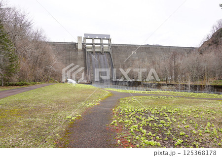 ダム下から見た金山ダム 125368178