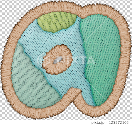 Beautiful embroidery showcases patchwork lowercase a design 125372103