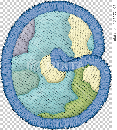 Beautiful embroidery showcases patchwork letter lowercase c design with vibrant colors and textures Beautiful embroidery showcases patchwork letter lowercase c design with vibrant colors and textures 125372108