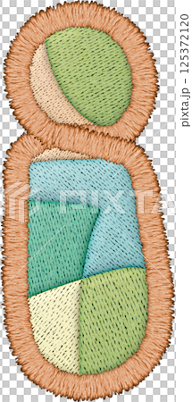 Beautiful embroidery showcases patchwork lowercase i design with vibrant colors and textures Beautiful embroidery showcases patchwork lowercase i design with vibrant colors and textures 125372120