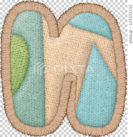 Beautiful alphabet patchwork letter uppercase N showcases intricate embroidery and textile design 125372132