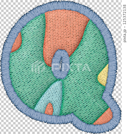 Colorful alphabet patchwork letter uppercase Q with embroidery texture and textile design Colorful alphabet patchwork letter uppercase Q with embroidery texture and textile design 125372138