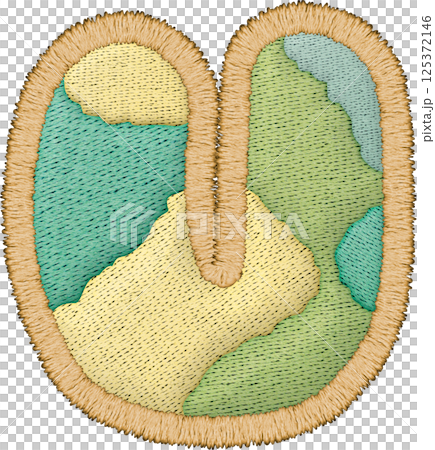 Beautiful alphabet patchwork letter uppercase U with embroidery showcasing textile design 125372146
