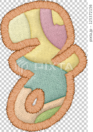 A Colorful alphabet patchwork letter lowercase z with intricate embroidery design 125372156