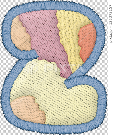 Colorful patchwork letter uppercase Z with embroidery texture and textile design evokes creativity 125372157