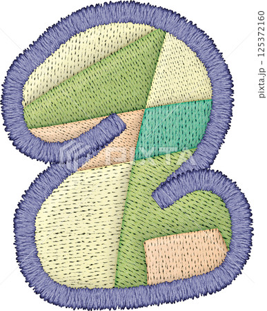 Beautifully crafted alphabet patchwork letter number 2 with embroidery 125372160